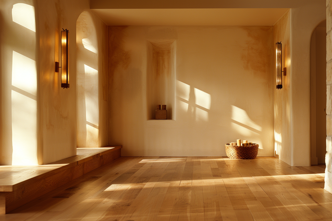Living room in limestone plaster