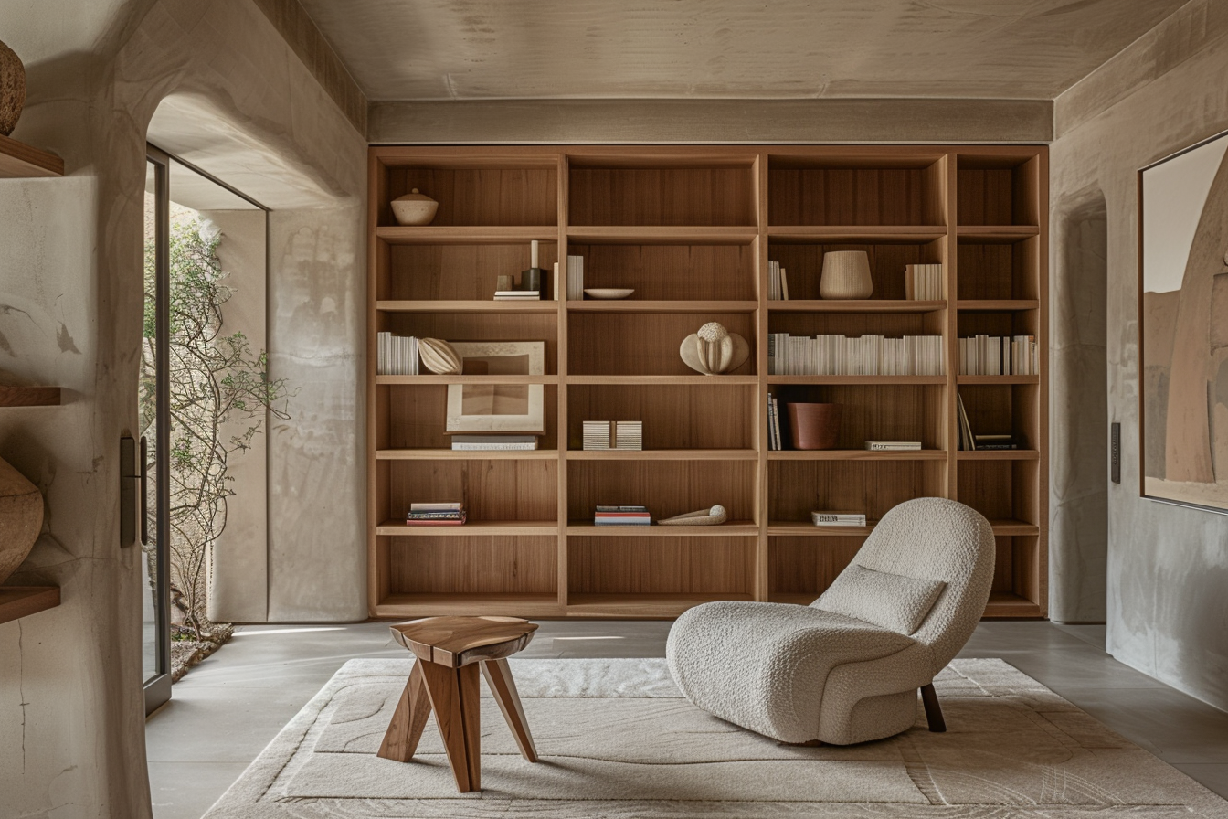 Private residence library in Venetian plaster
